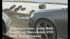 Audi RS6 Avant V10 BiTurbo vs Mercedes Benz AMG E55 Kompressor 50-270 km/h = GTBoard.com